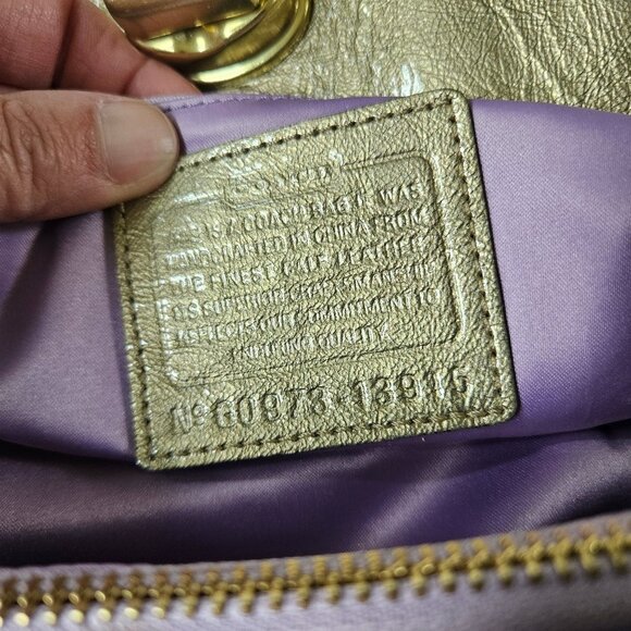 Coach Purse Garnet Gold Patent Leather Turnlock Satchel 13915 - Picture 6 of 16